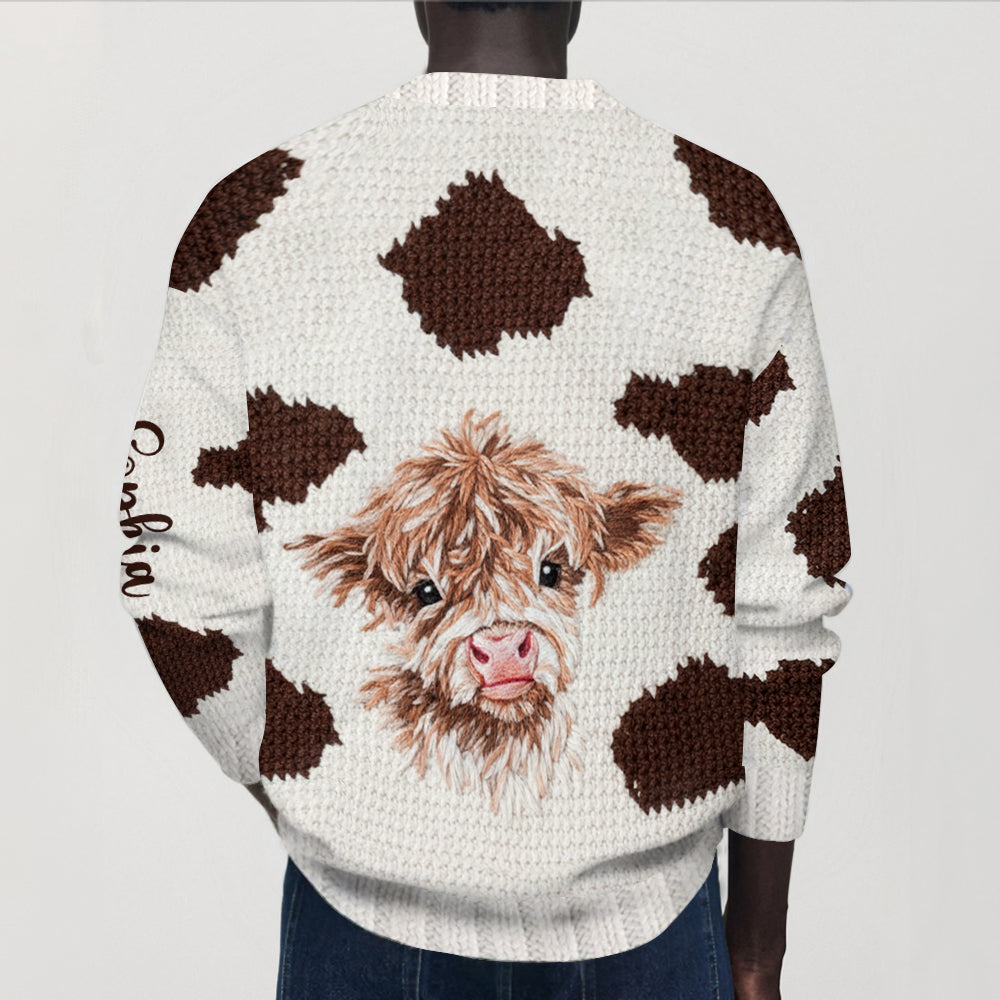 Love Highland Cows - Personalized Highland Cow Cardigan Sweater