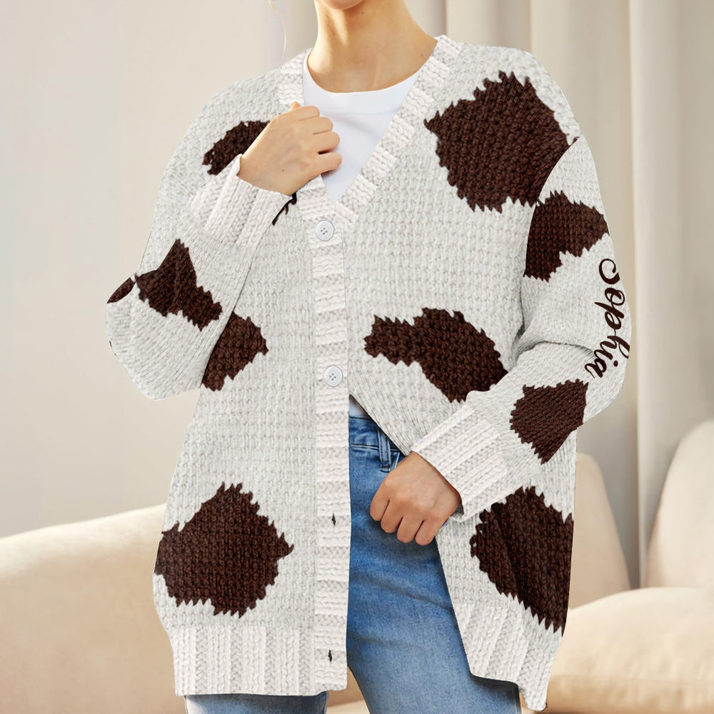 Love Highland Cows - Personalized Highland Cow Cardigan Sweater