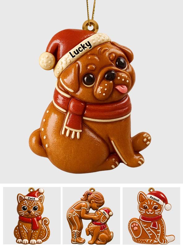 Gingerbread Pet Christmas - Personalized Dog Ornament