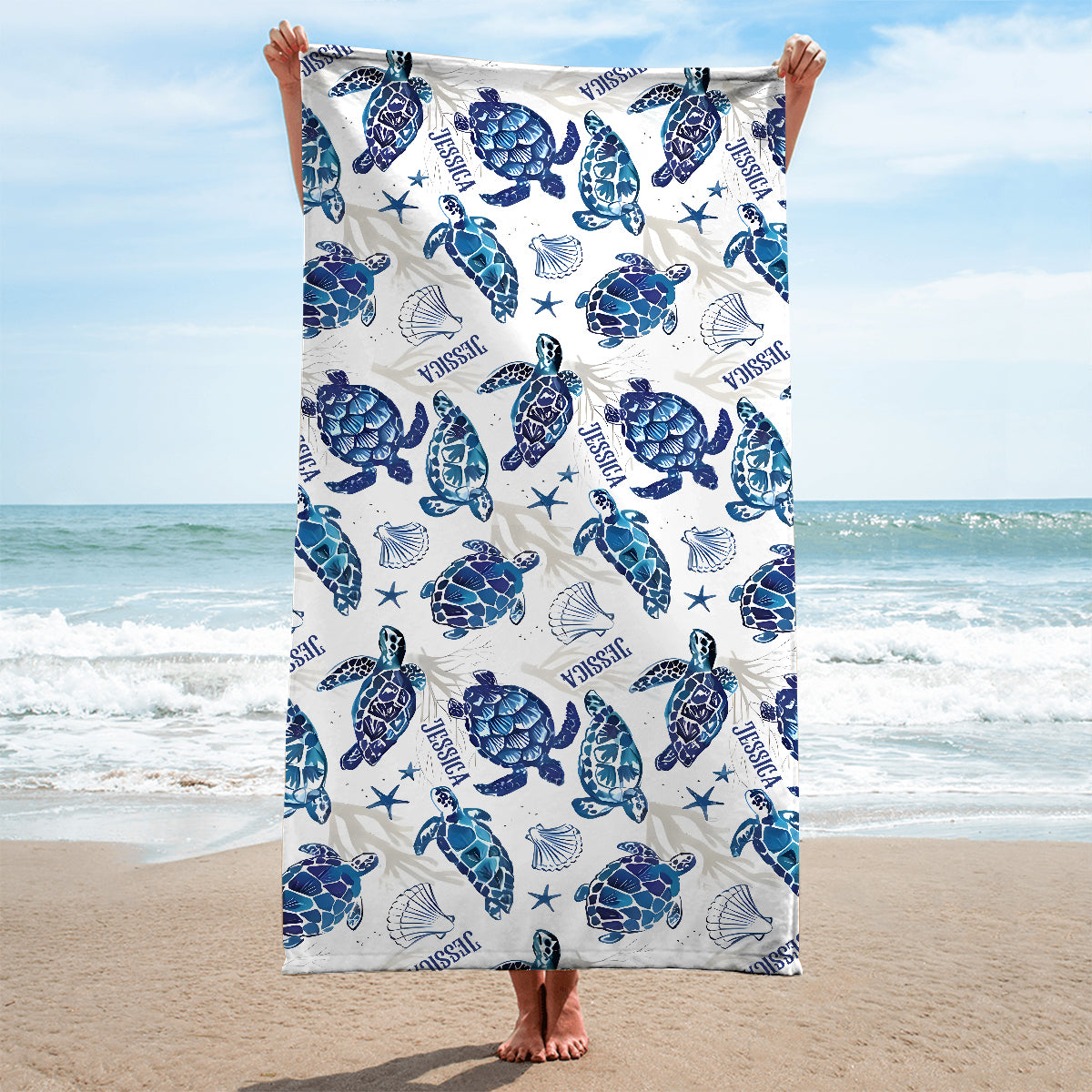 Sea Turtle Full Printed Aloha - Personalized Turtle Quick-dry Beach Towel/ Bath Towel