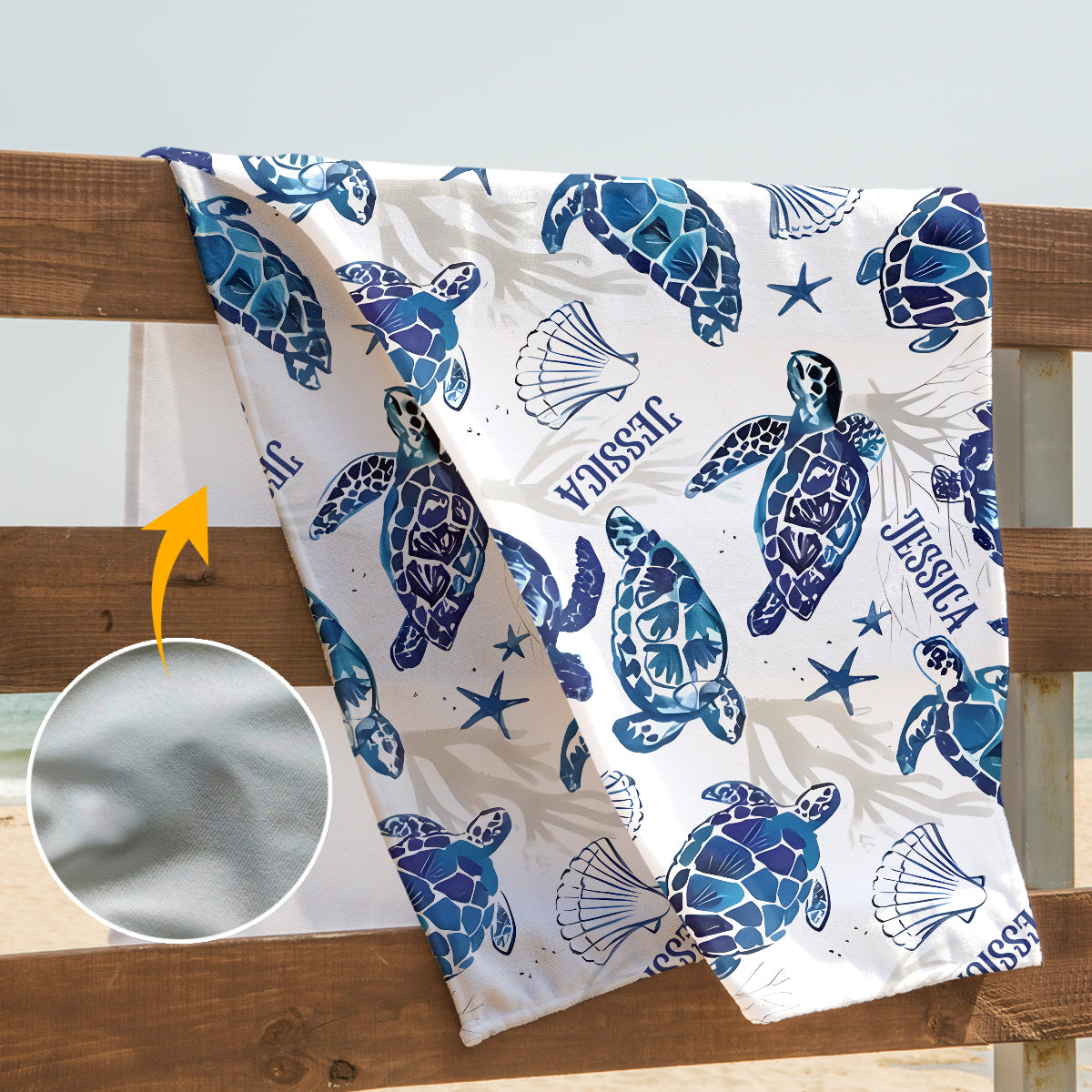 Sea Turtle Full Printed Aloha - Personalized Turtle Quick-dry Beach Towel/ Bath Towel