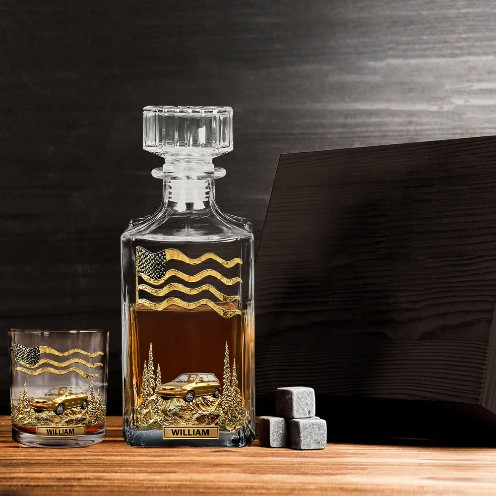 Cool Gift For Car Lover - Personalized Car Lover Whiskey Decanter Set