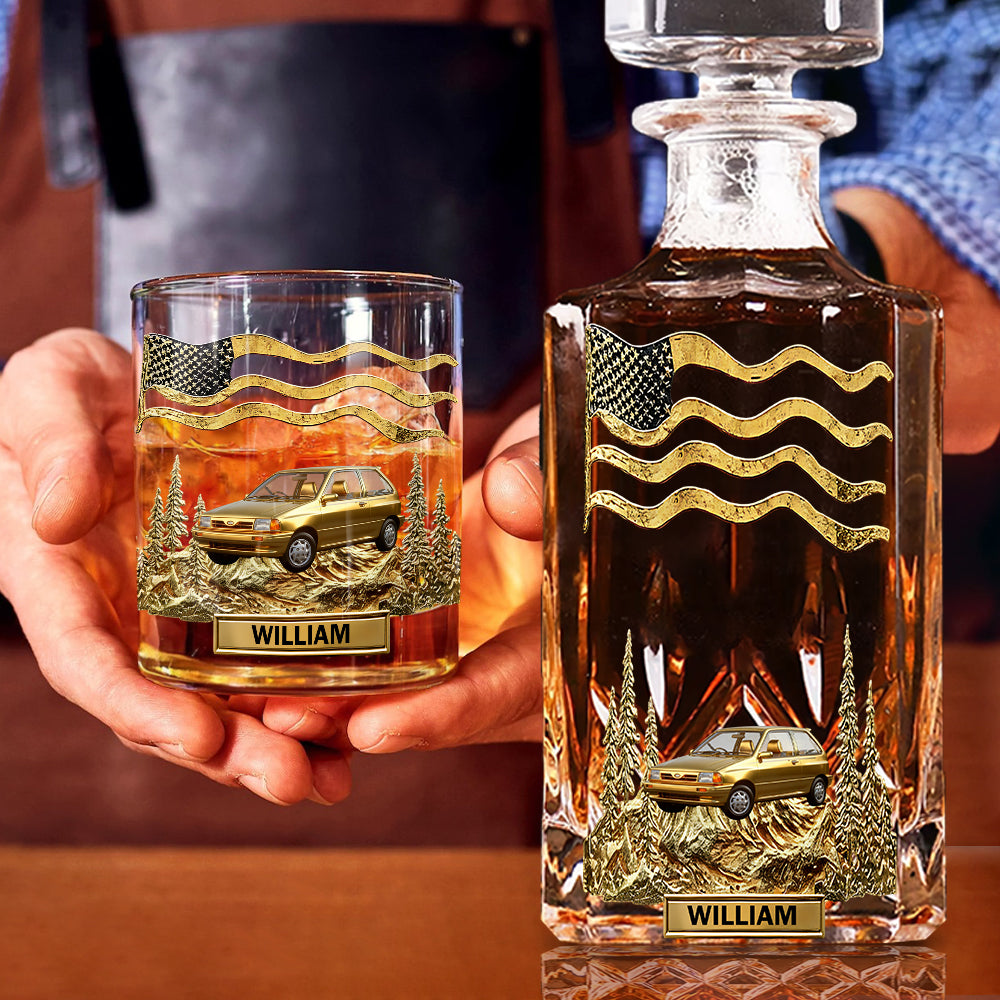 Cool Gift For Car Lover - Personalized Car Lover Whiskey Decanter Set