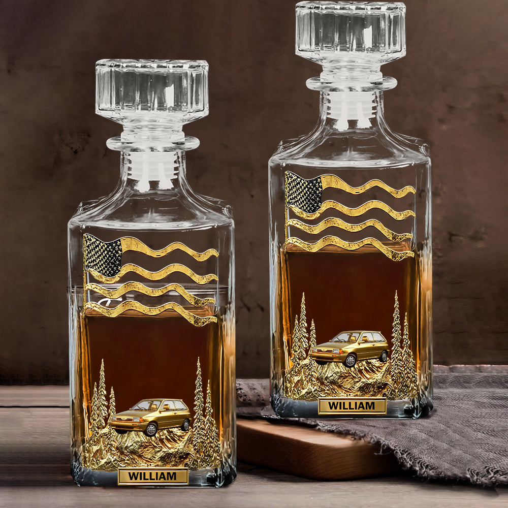Cool Gift For Car Lover - Personalized Car Lover Whiskey Decanter Set