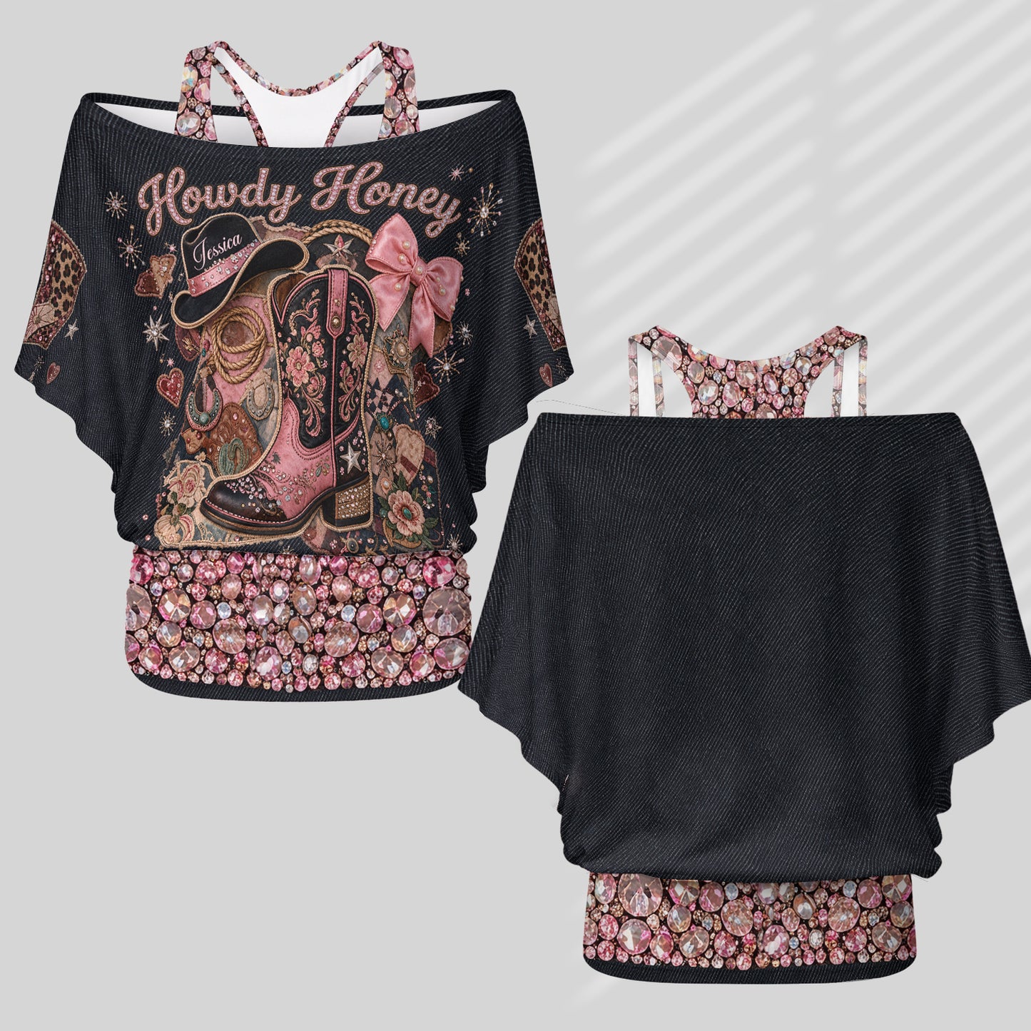 Cowgirl Era - Personalized Cowgirl Off-Shoulder Top Set