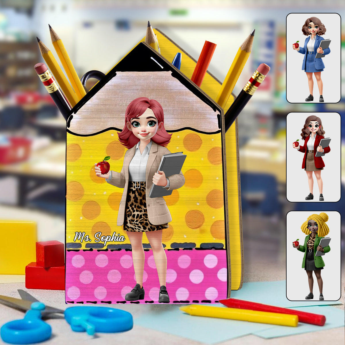 Best Teacher Ever - Personalized Teacher Wooden Pen Holder