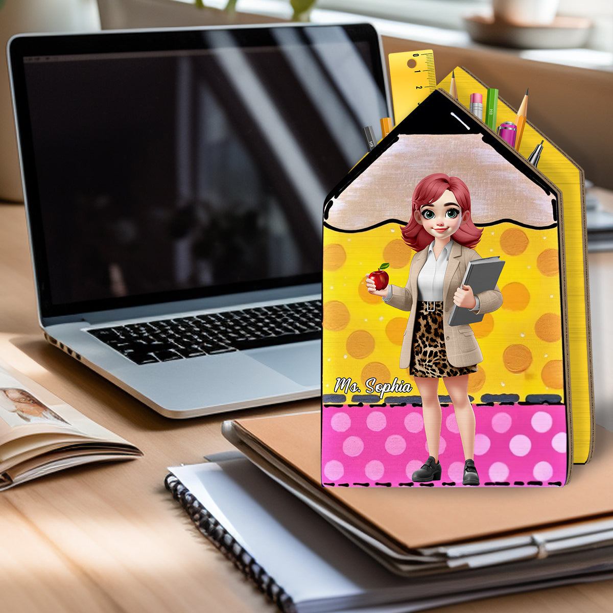 Best Teacher Ever - Personalized Teacher Wooden Pen Holder