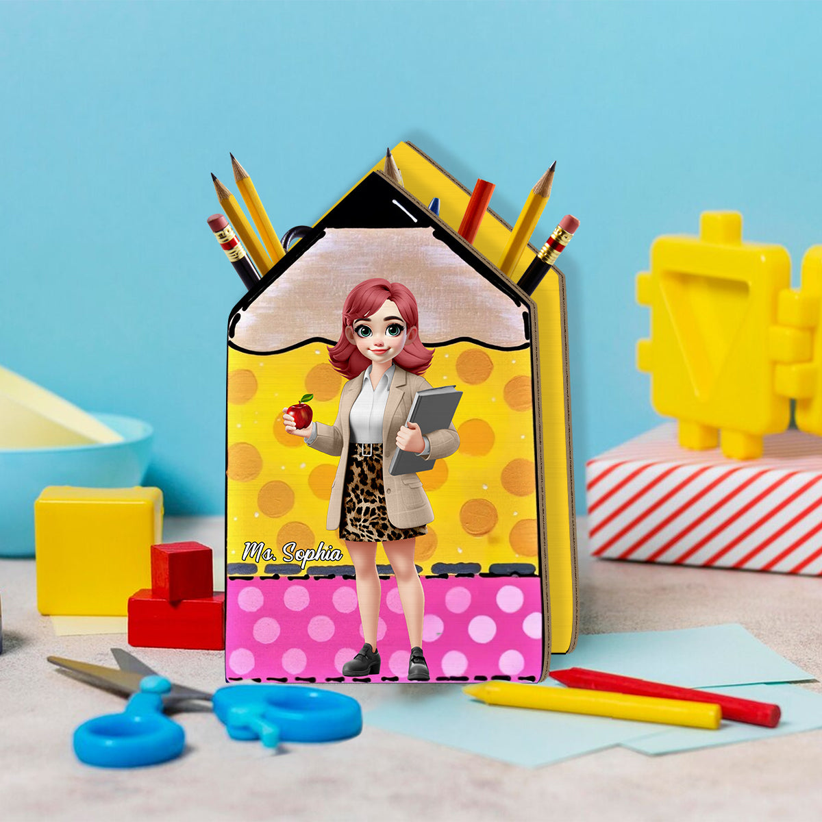 Best Teacher Ever - Personalized Teacher Wooden Pen Holder