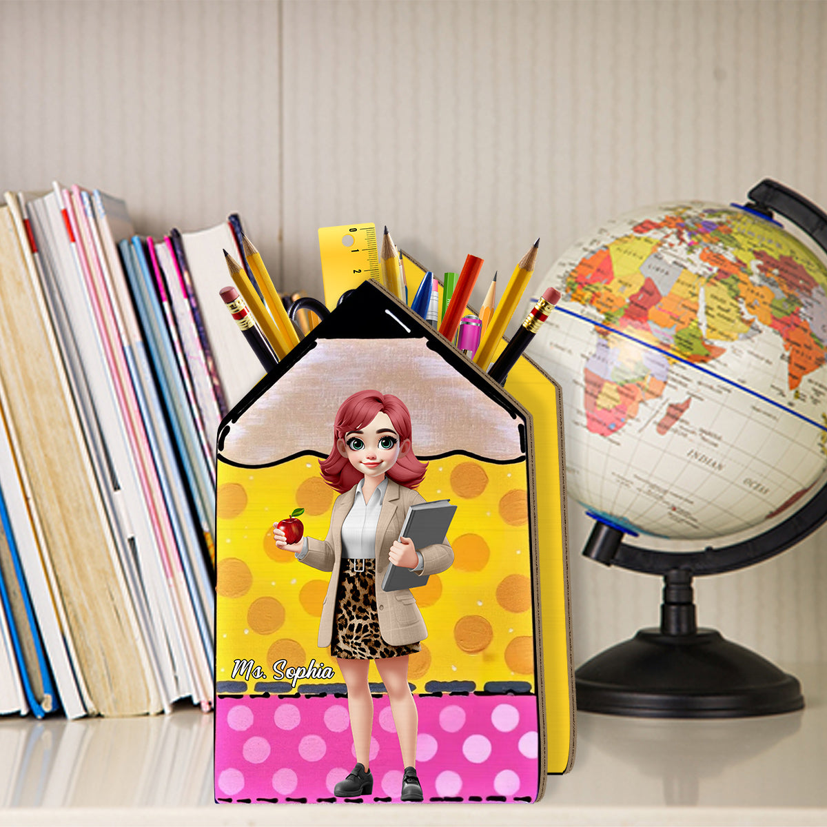 Best Teacher Ever - Personalized Teacher Wooden Pen Holder