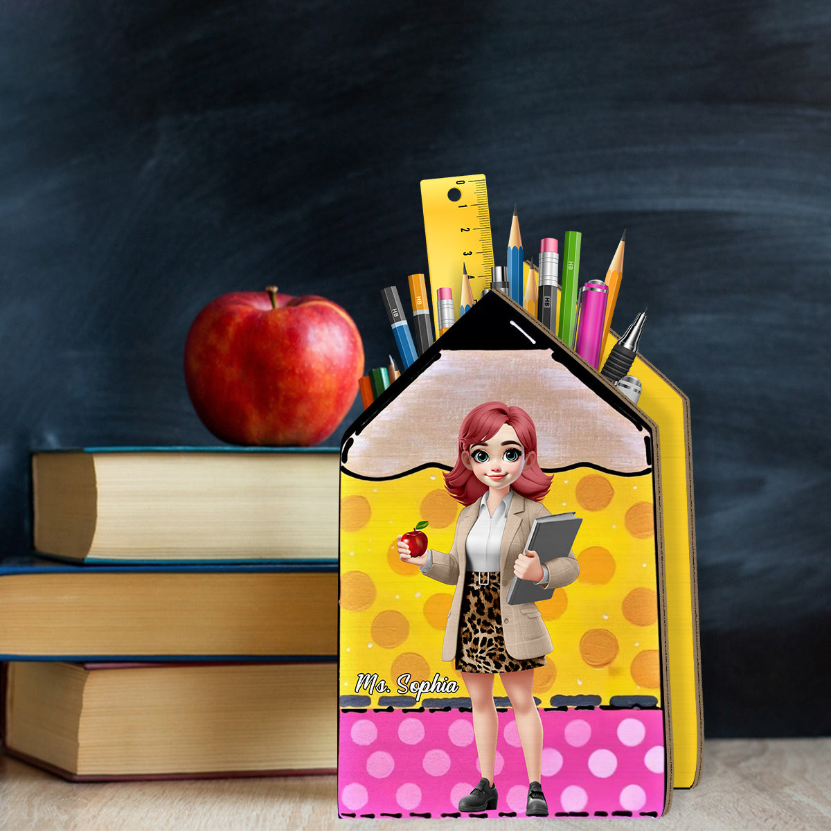 Best Teacher Ever - Personalized Teacher Wooden Pen Holder