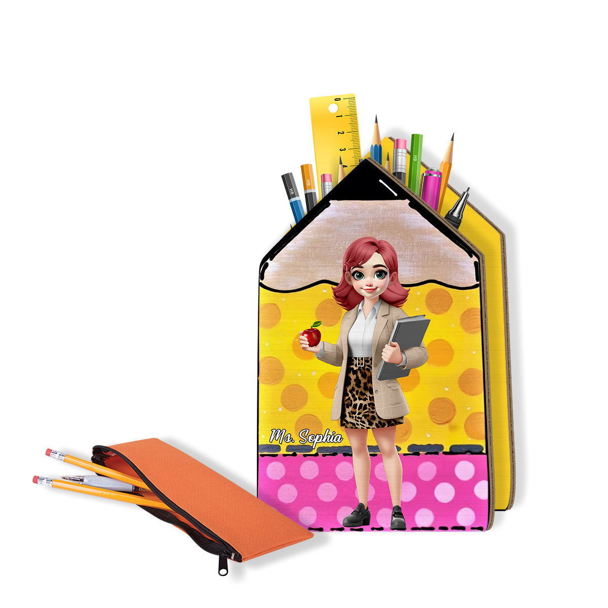 Best Teacher Ever - Personalized Teacher Wooden Pen Holder