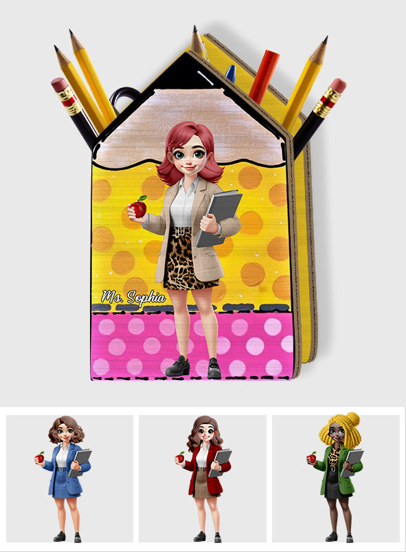 Best Teacher Ever - Personalized Teacher Wooden Pen Holder