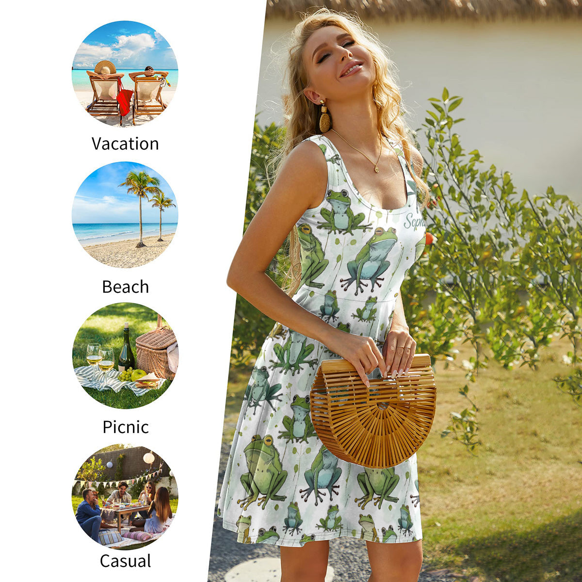 Love Frogs - Personalized Frog Sleeveless Dress