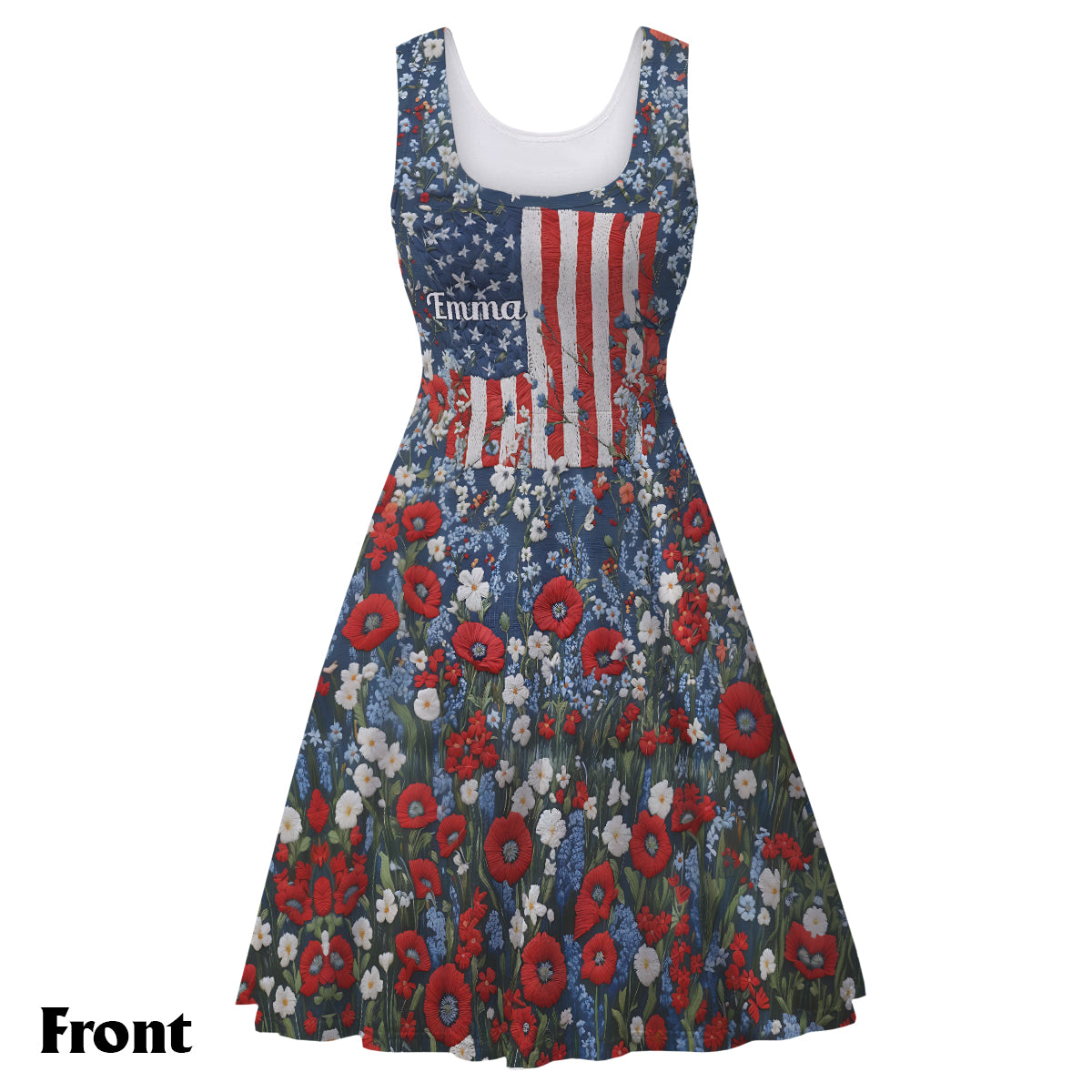 Red White and Feral - Personalized Independence Day/ 4th of July Sleeveless Dress