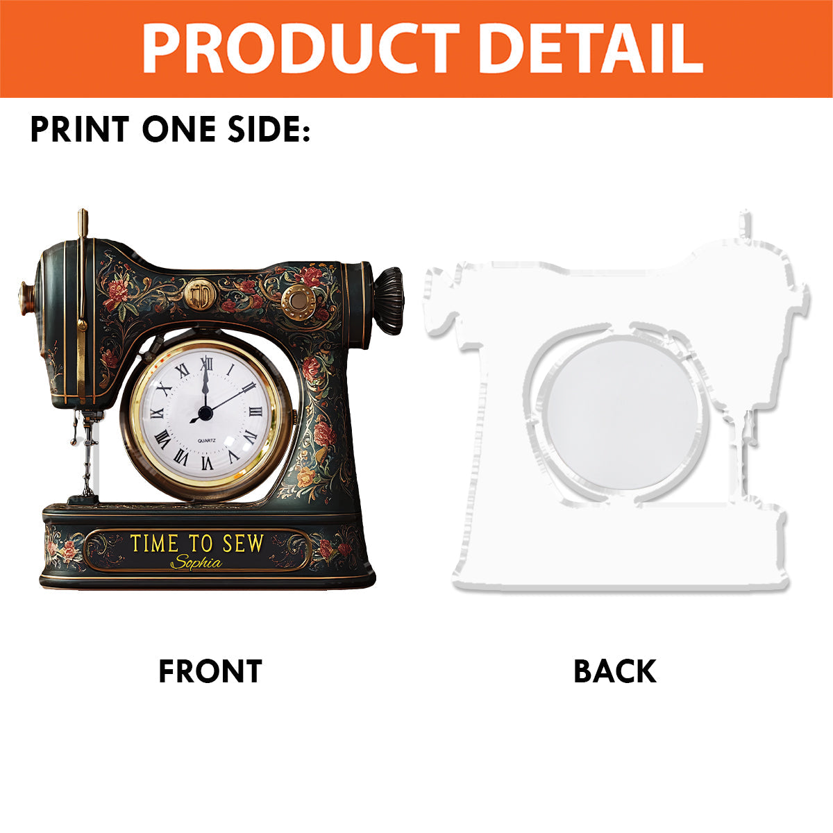 Time To Sew - Personalized Sewing Acrylic Clock Plaque