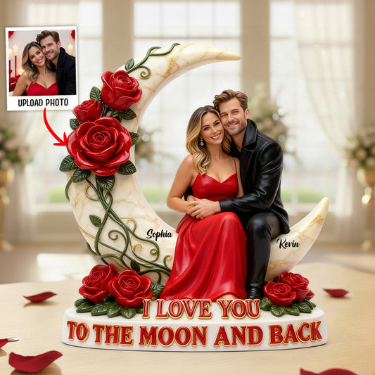 I Love You To The Moon And Back - Personalized Couple Custom Shaped Acrylic Plaque