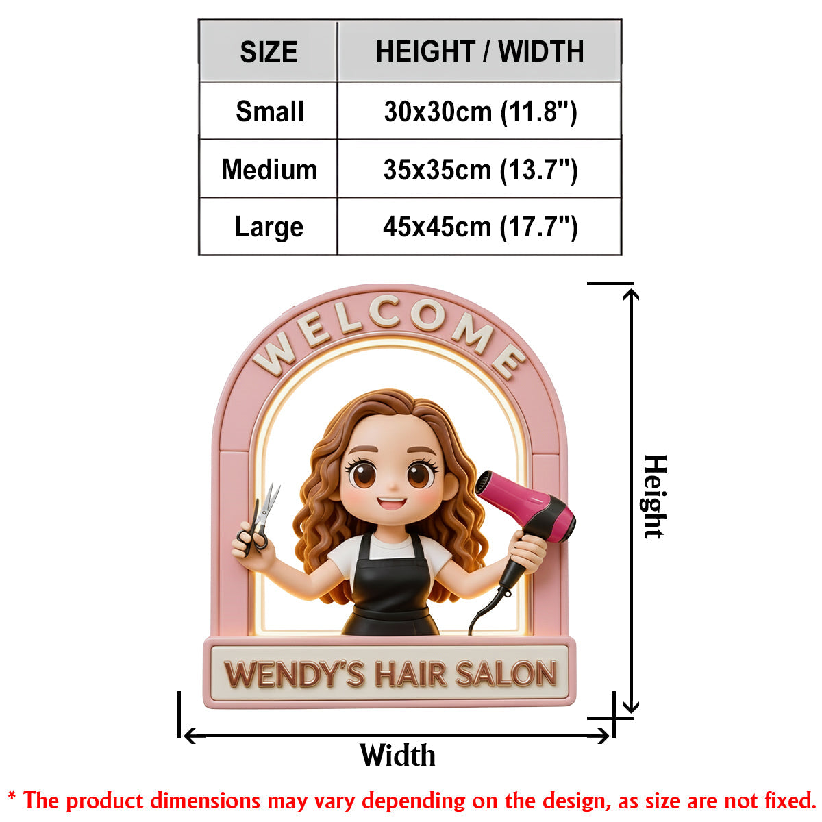 Welcome Sign For Hair Salon - Personalized Hairdresser LED Light Acrylic Sign