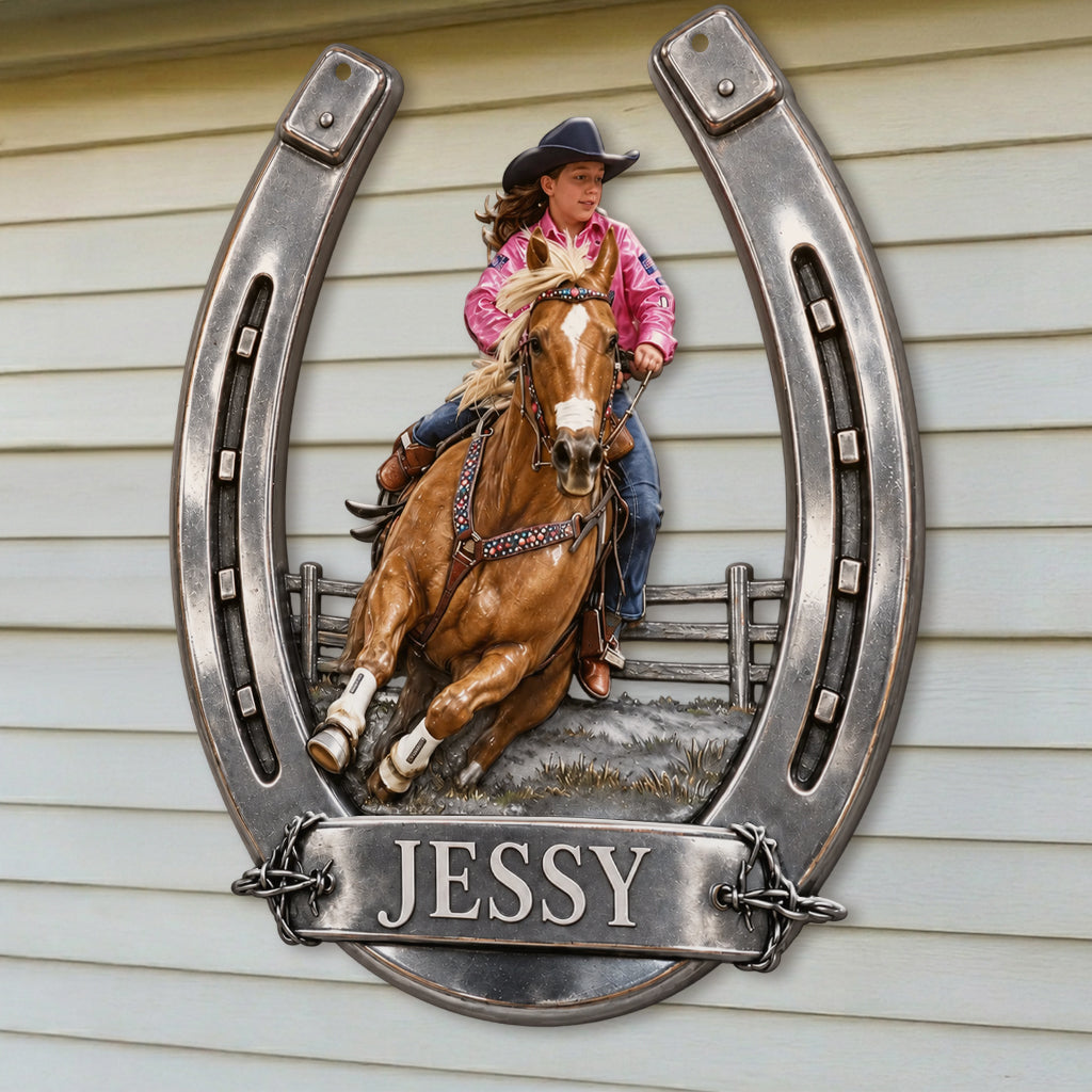 Custom Any Photo, Horse Riding - Personalized Horse 3D Printed Cut Metal Sign