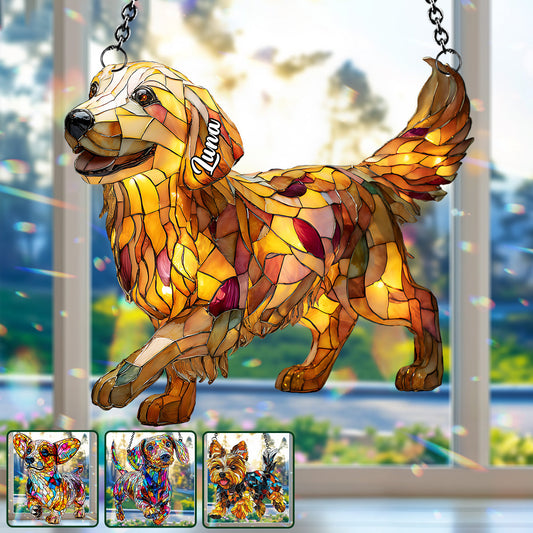 I Love My Dog - Personalized Dog Window Hanging Suncatcher Ornament