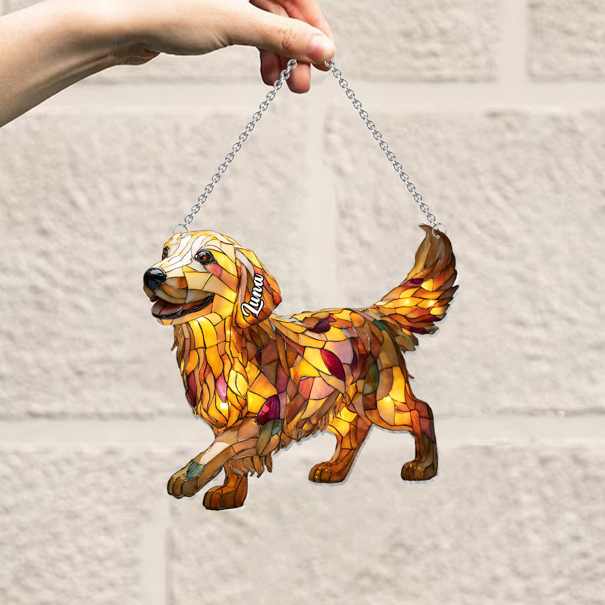 I Love My Dog - Personalized Dog Window Hanging Suncatcher Ornament
