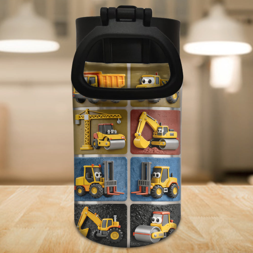 Construction Machines - Personalized Kid Kids Water Bottle