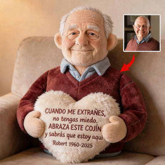 Tu Abrazo Eterno - Almohada Personalizada Conmemorativa de Piel Sintética