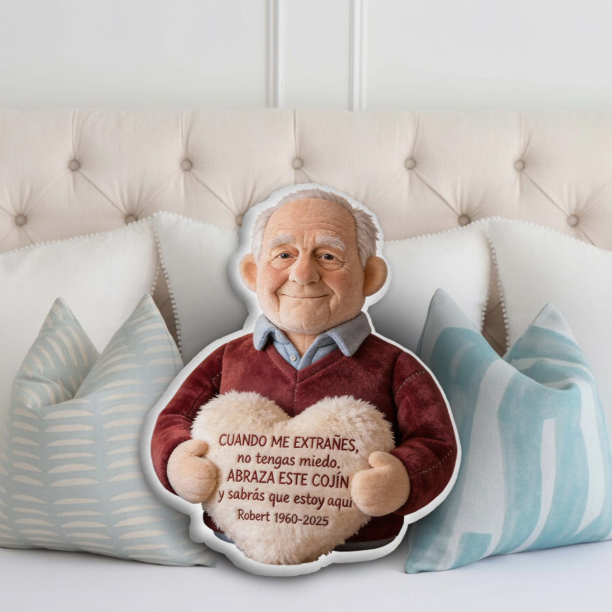 Tu Abrazo Eterno - Almohada Personalizada Conmemorativa de Piel Sintética