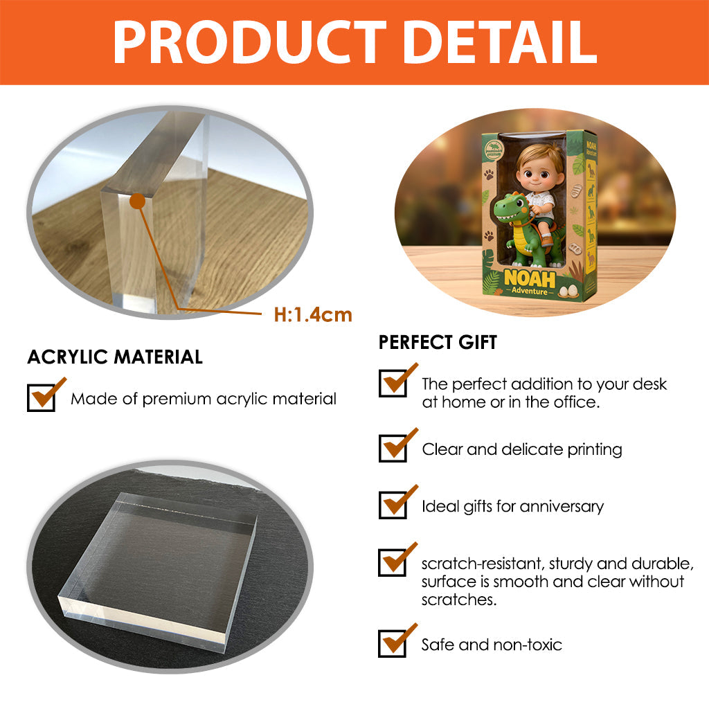 Dinosaur Adventure - Personalized Kid Custom Shaped Acrylic Plaque