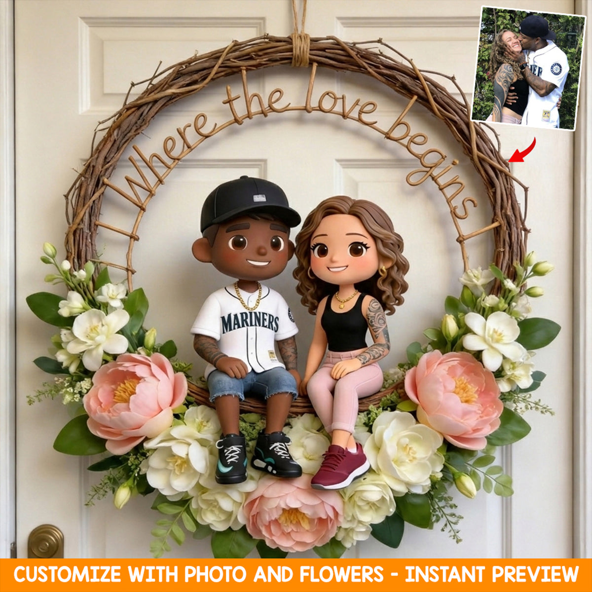 Floral Welcome Sign - Personalized Birth Month Flower LED Light Acrylic Sign