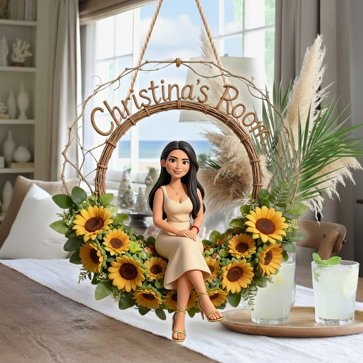 Floral Welcome Sign - Personalized Birth Month Flower LED Light Acrylic Sign