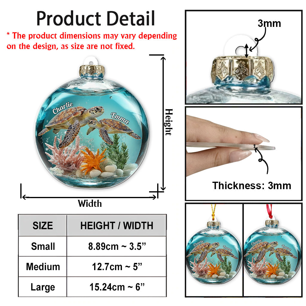 Turtle Couple - Personalized Turtle Transparent Ornament