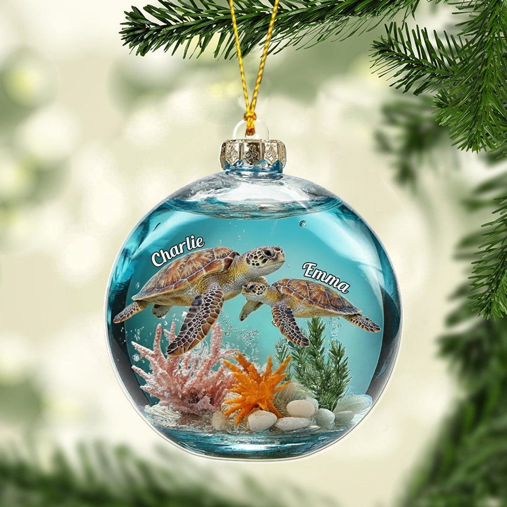 Turtle Couple - Personalized Turtle Transparent Ornament
