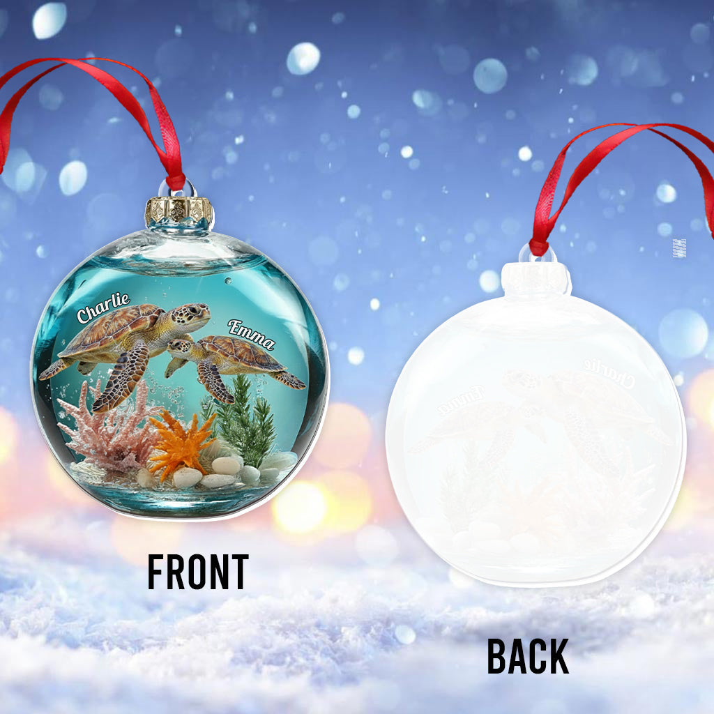 Turtle Couple - Personalized Turtle Transparent Ornament