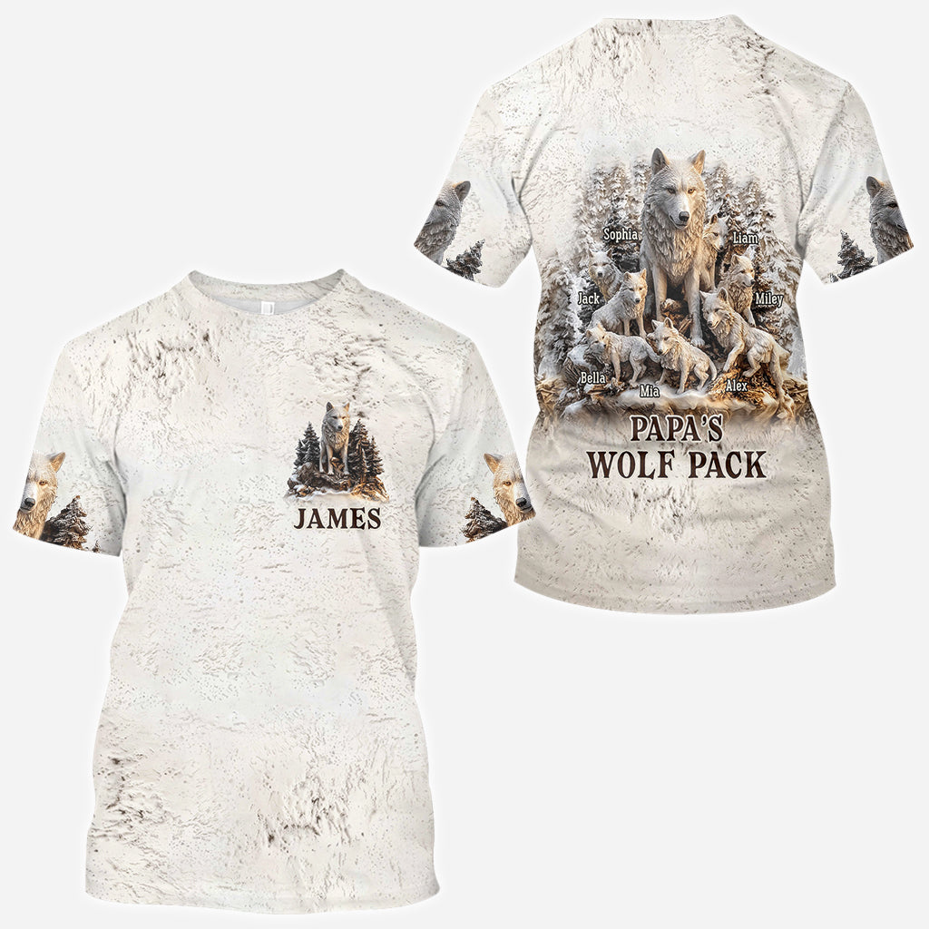 Papa Wolf Pack - Personalized Father All Over Shirt
