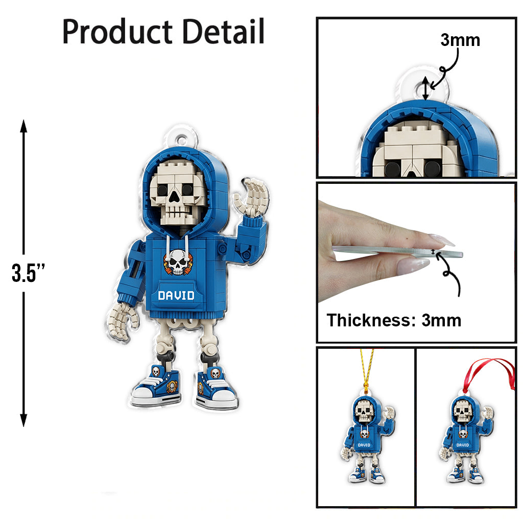 Building block Style Skeleton - Personalized Skull Ornament