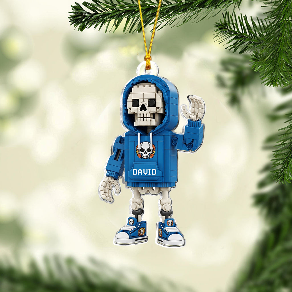 Building block Style Skeleton - Personalized Skull Ornament