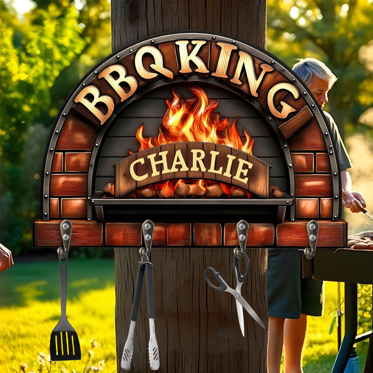 BBQ King - Personalized Grilling Custom Shaped Tool Rack