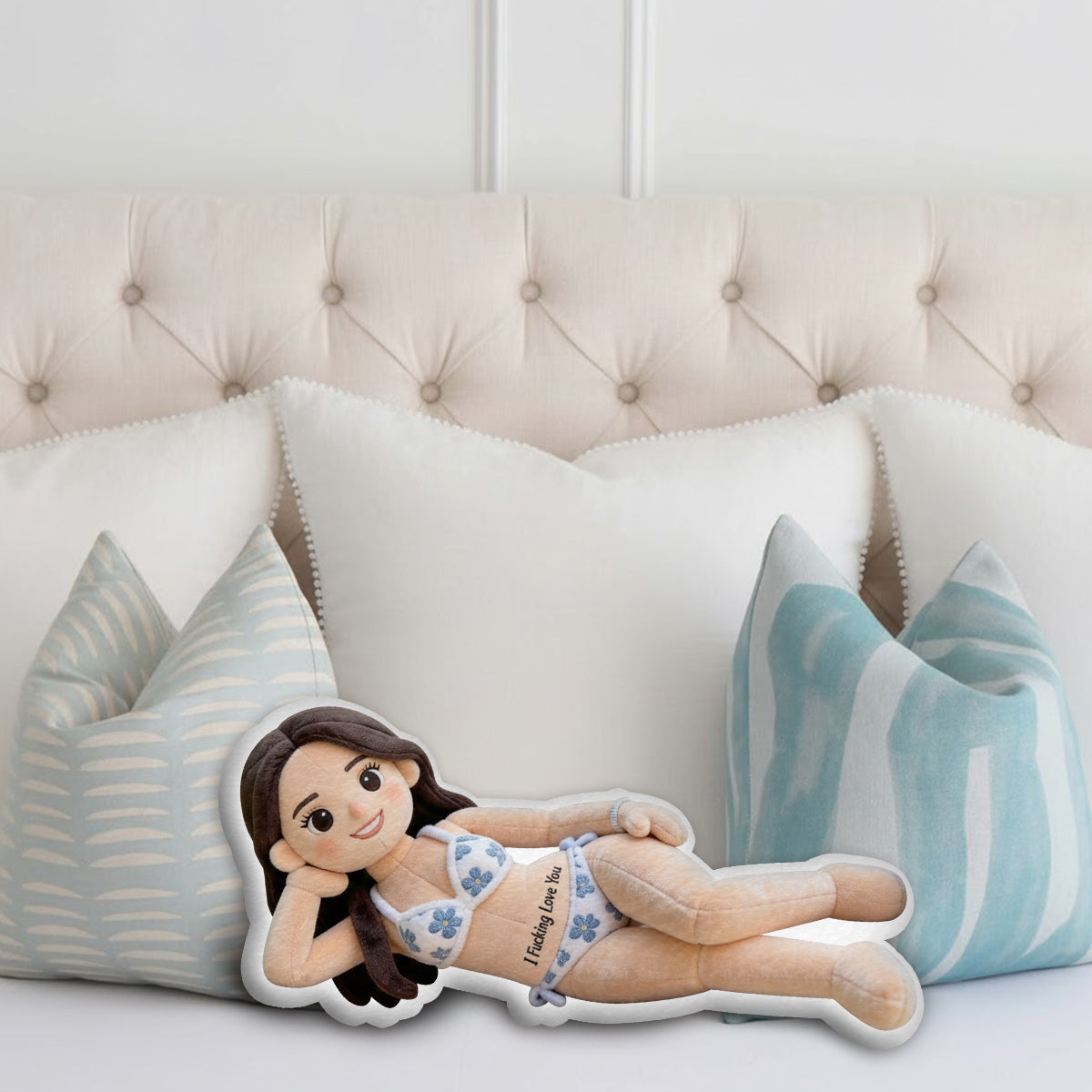 Romantic & Naughty - Personalized Spicy Couple Faux Fur Shaped Pillow