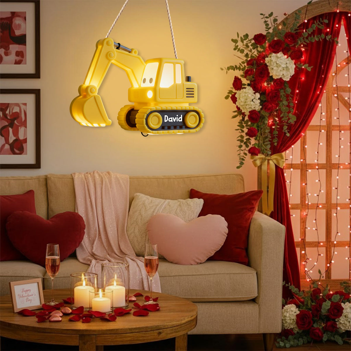 Excavator Night Light - Personalized Kid LED Light Acrylic Sign