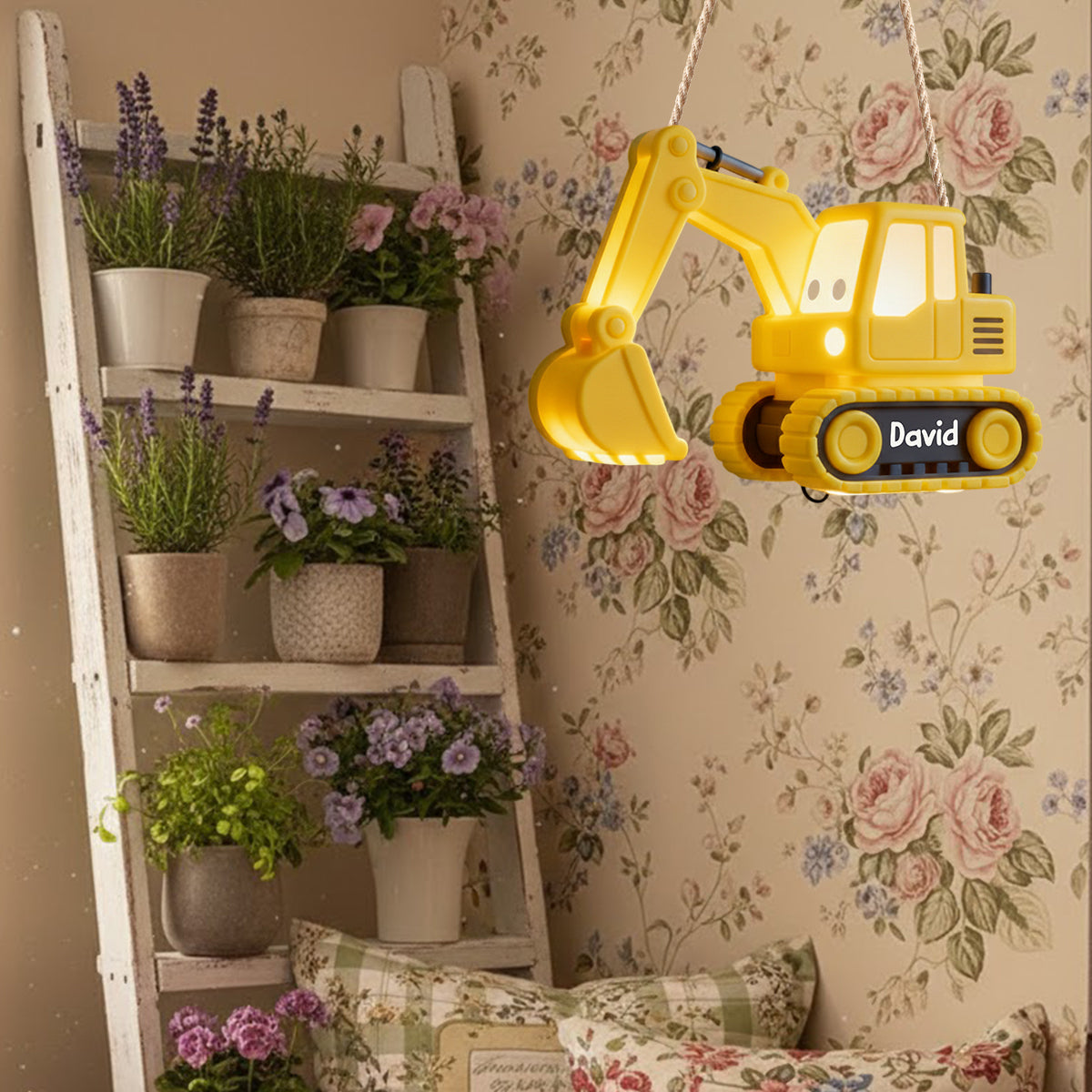 Excavator Night Light - Personalized Kid LED Light Acrylic Sign