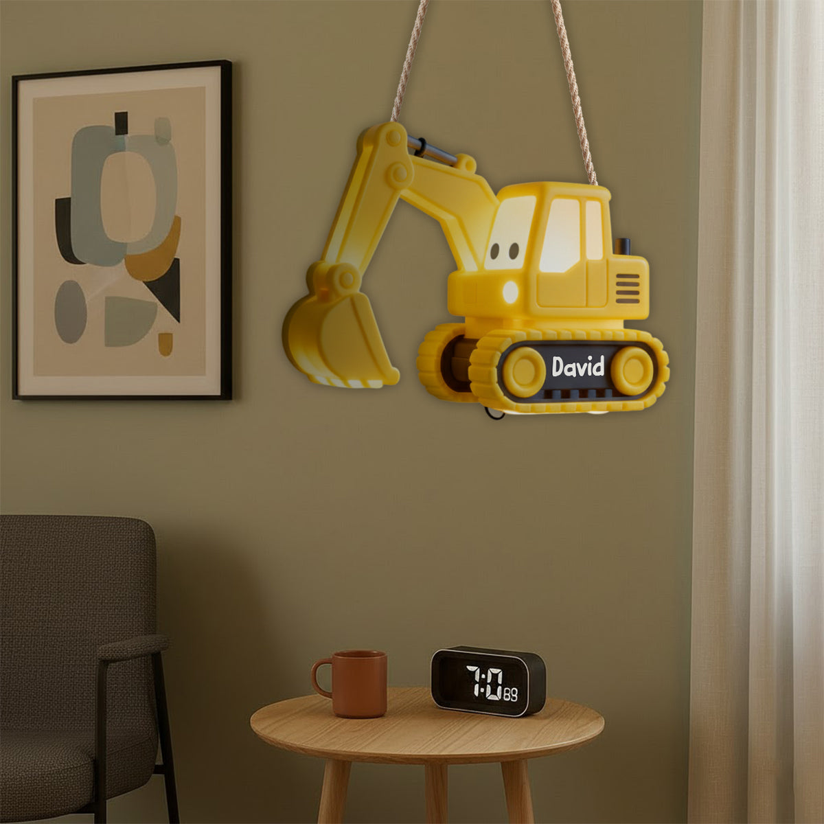 Excavator Night Light - Personalized Kid LED Light Acrylic Sign
