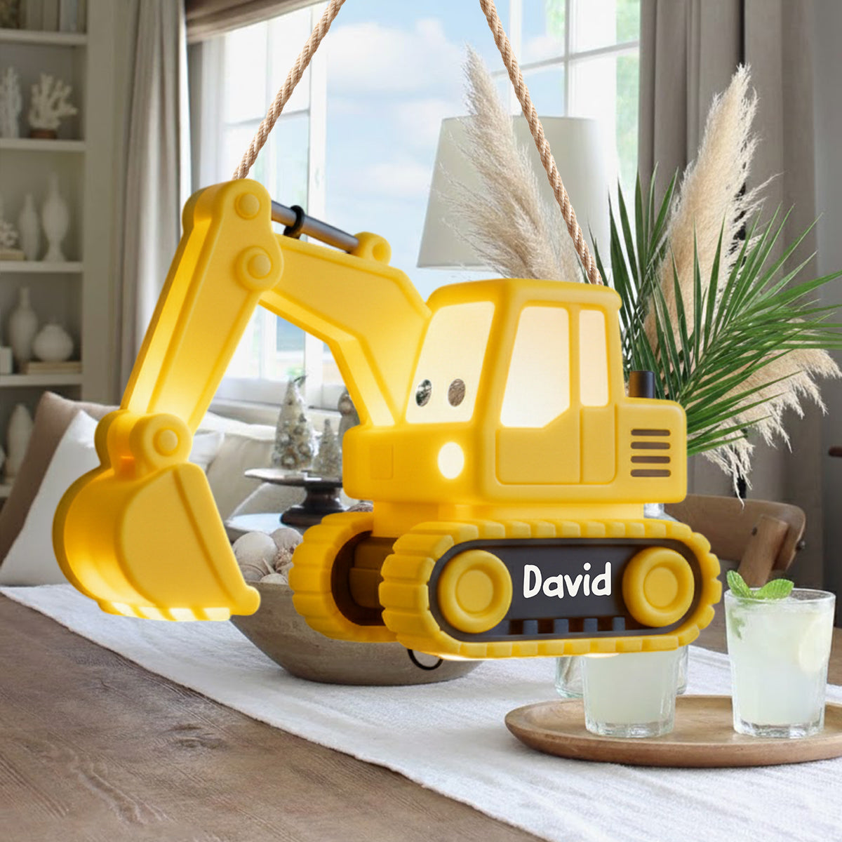 Excavator Night Light - Personalized Kid LED Light Acrylic Sign