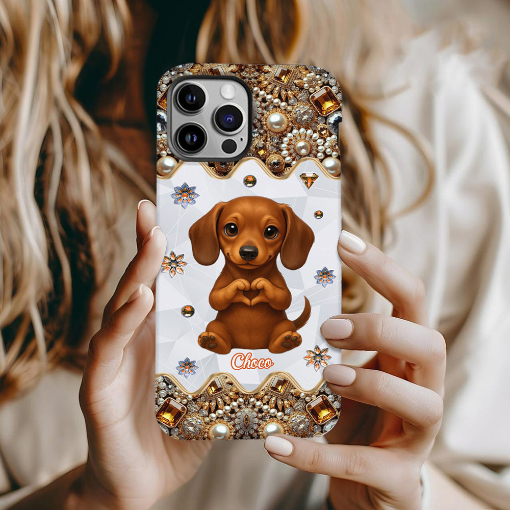 Puppy/ Kitty Makes Heart Hands - Personalized Dog Full Print Phone Case