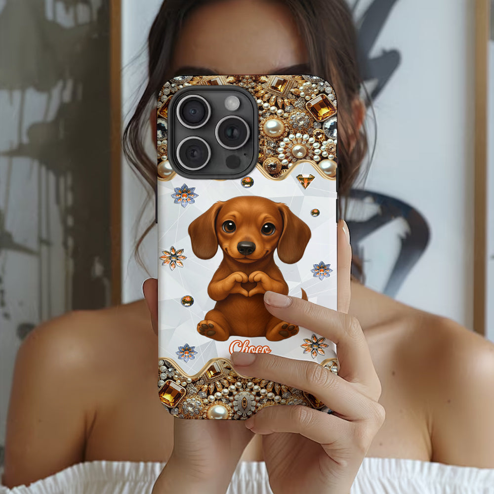 Puppy/ Kitty Makes Heart Hands - Personalized Dog Full Print Phone Case