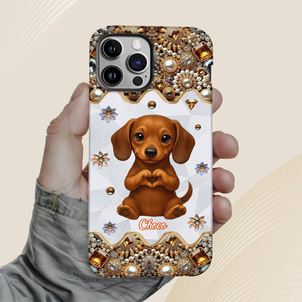 Puppy/ Kitty Makes Heart Hands - Personalized Dog Full Print Phone Case