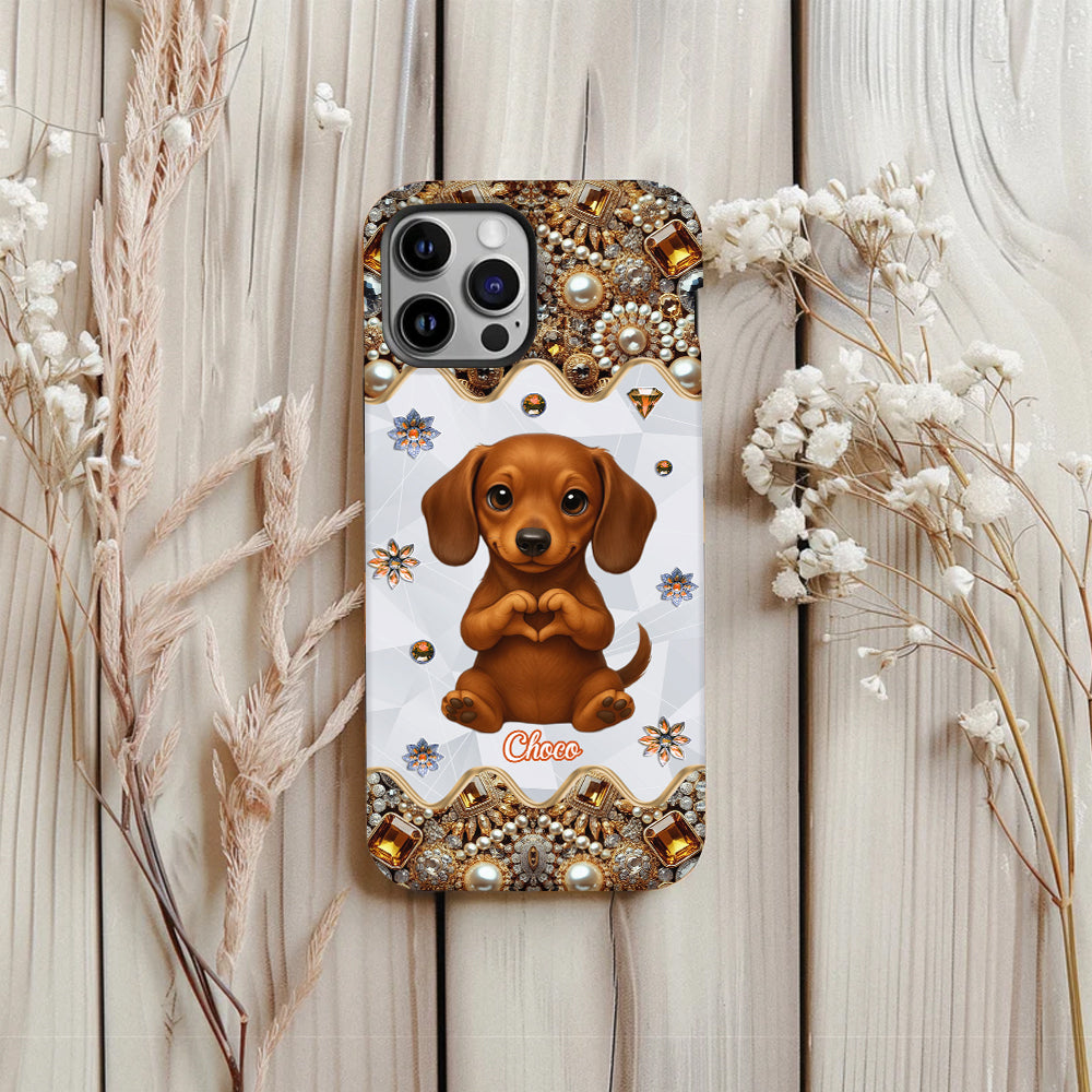 Puppy/ Kitty Makes Heart Hands - Personalized Dog Full Print Phone Case