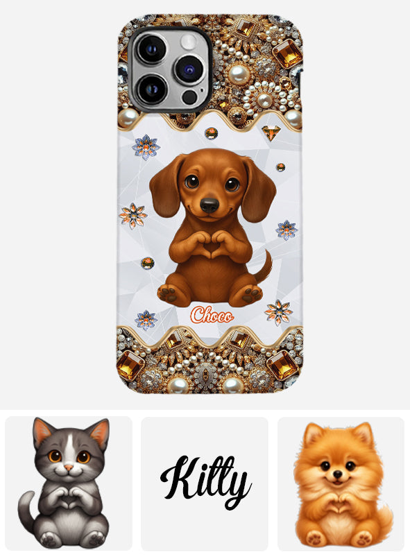Puppy/ Kitty Makes Heart Hands - Personalized Dog Full Print Phone Case
