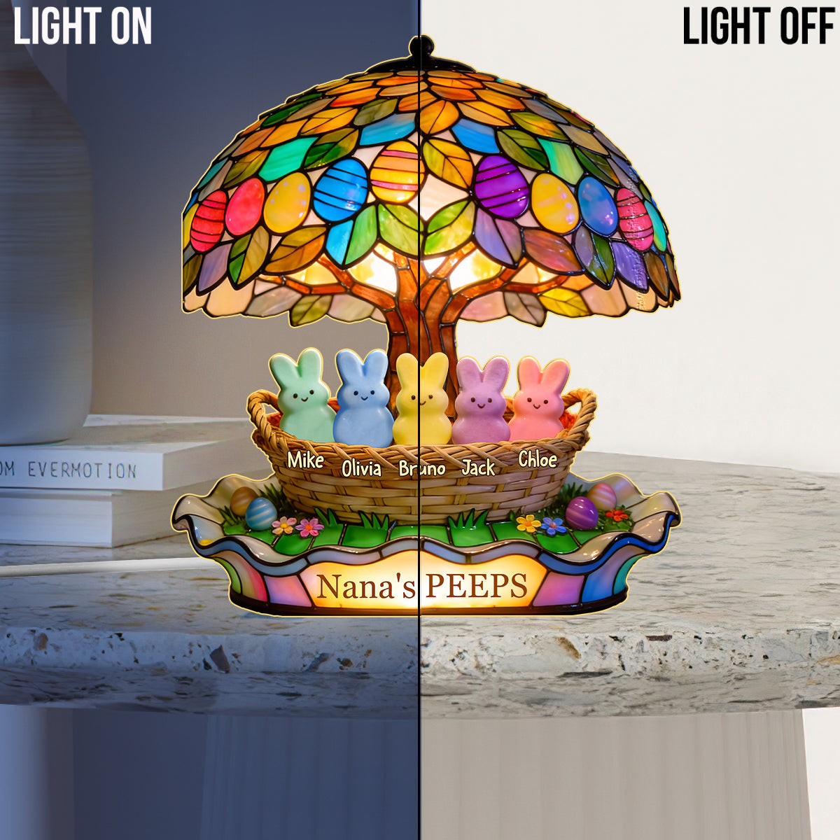 Nana's Peeps Gift For Mom, Grandma - Personalized Grandma Acrylic LED Night Light