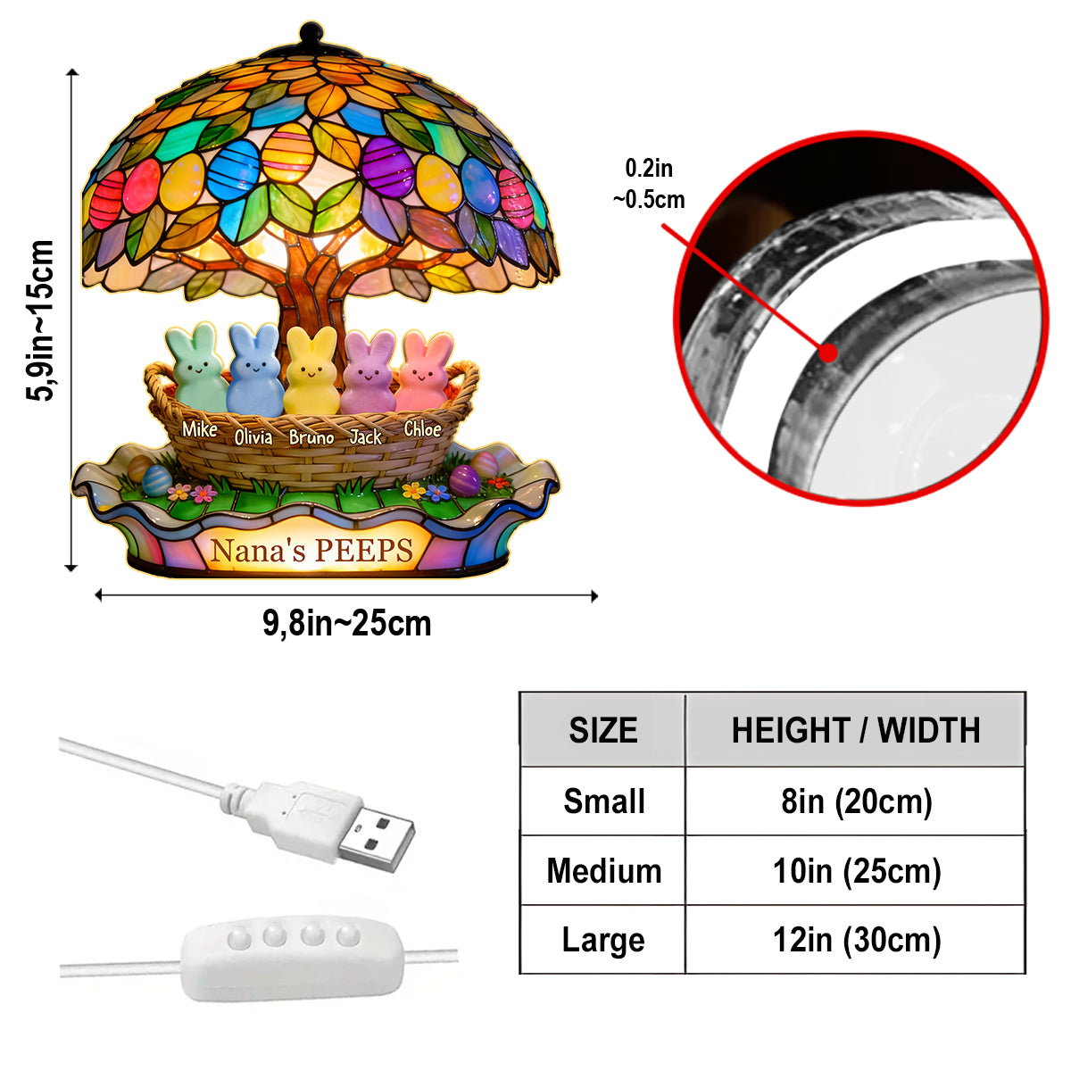 Nana's Peeps Gift For Mom, Grandma - Personalized Grandma Acrylic LED Night Light