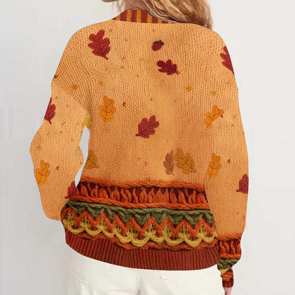 Autumn Cat And Dog - Personalized Dog Cardigan Sweater